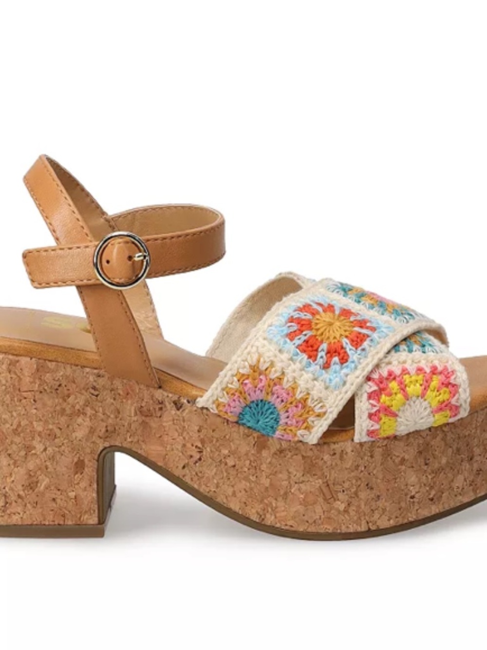SO® Crochet Cross Band Rainbow Sunset Hipster Vaca Tropical Heels Wedge Sandals
